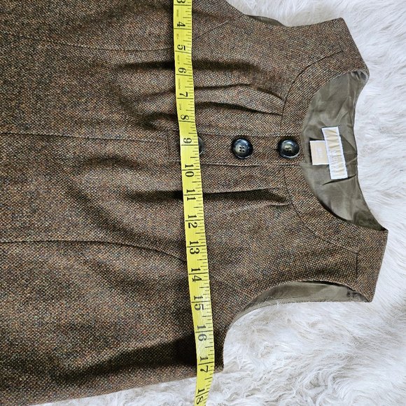Michael Michael Kors Women's Brown 100% Wool Sleeveless Mini Dress - Picture 4 of 7